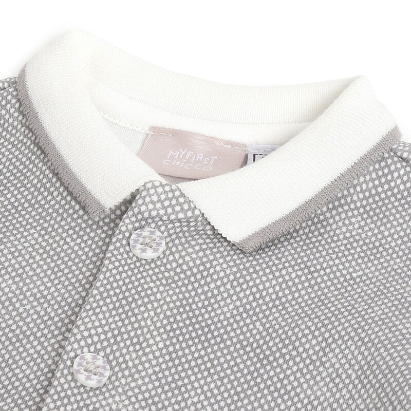 Boys Grey Printed Front Opening Babysuit image number 2